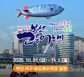 제16회 부산 고등어 축제 펄떡이는 고등어 득썩이는 송도! 2025. 10.31.(금) ~ 11.2.(일) 부산 서구 송도해수욕장 일원