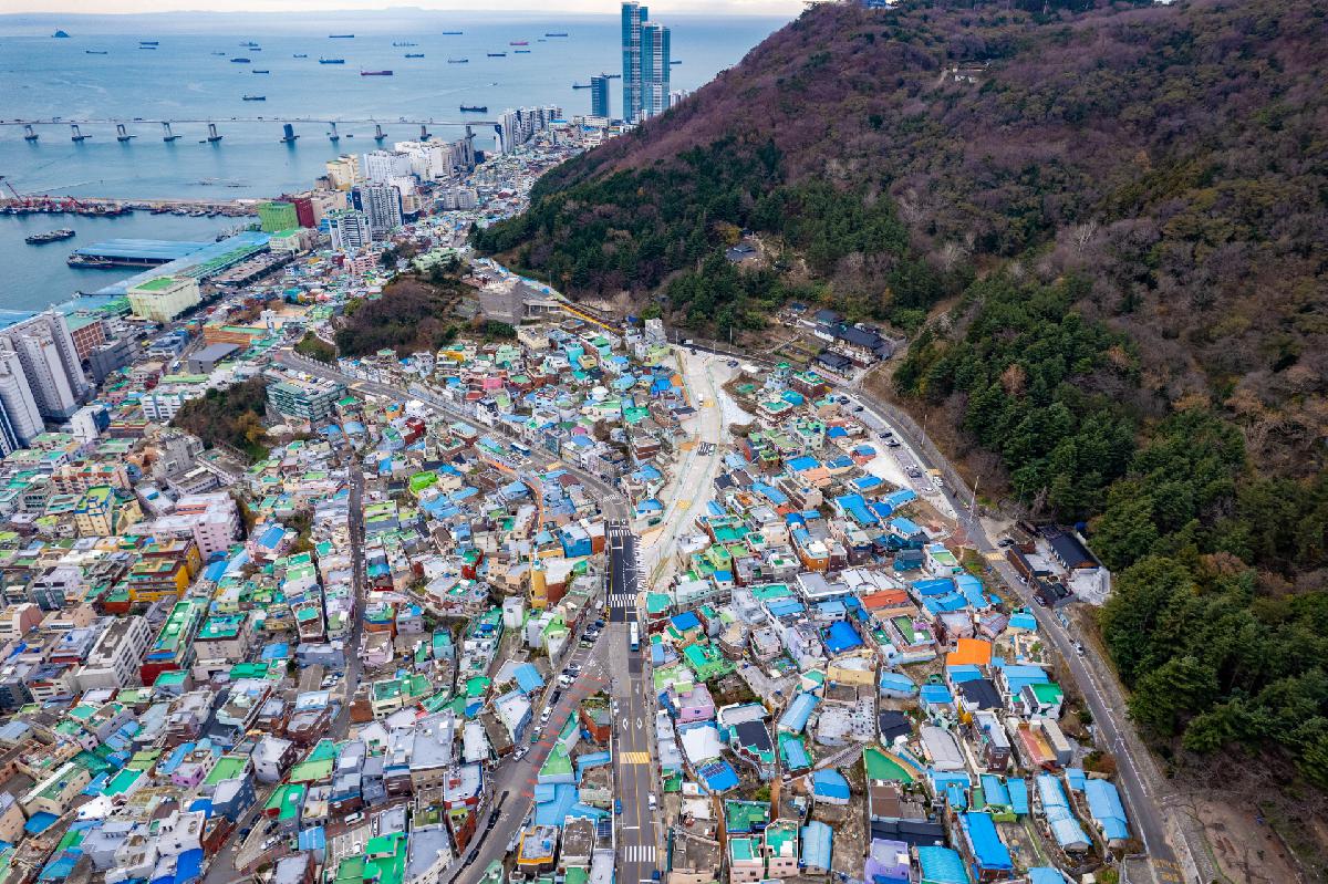 해돋이로~천마산로 간 도로 항공 전경