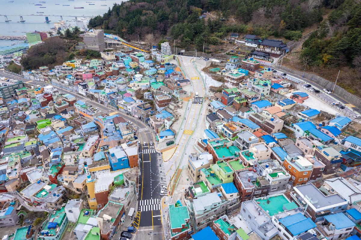 해돋이로~천마산로 간 도로 항공 전경