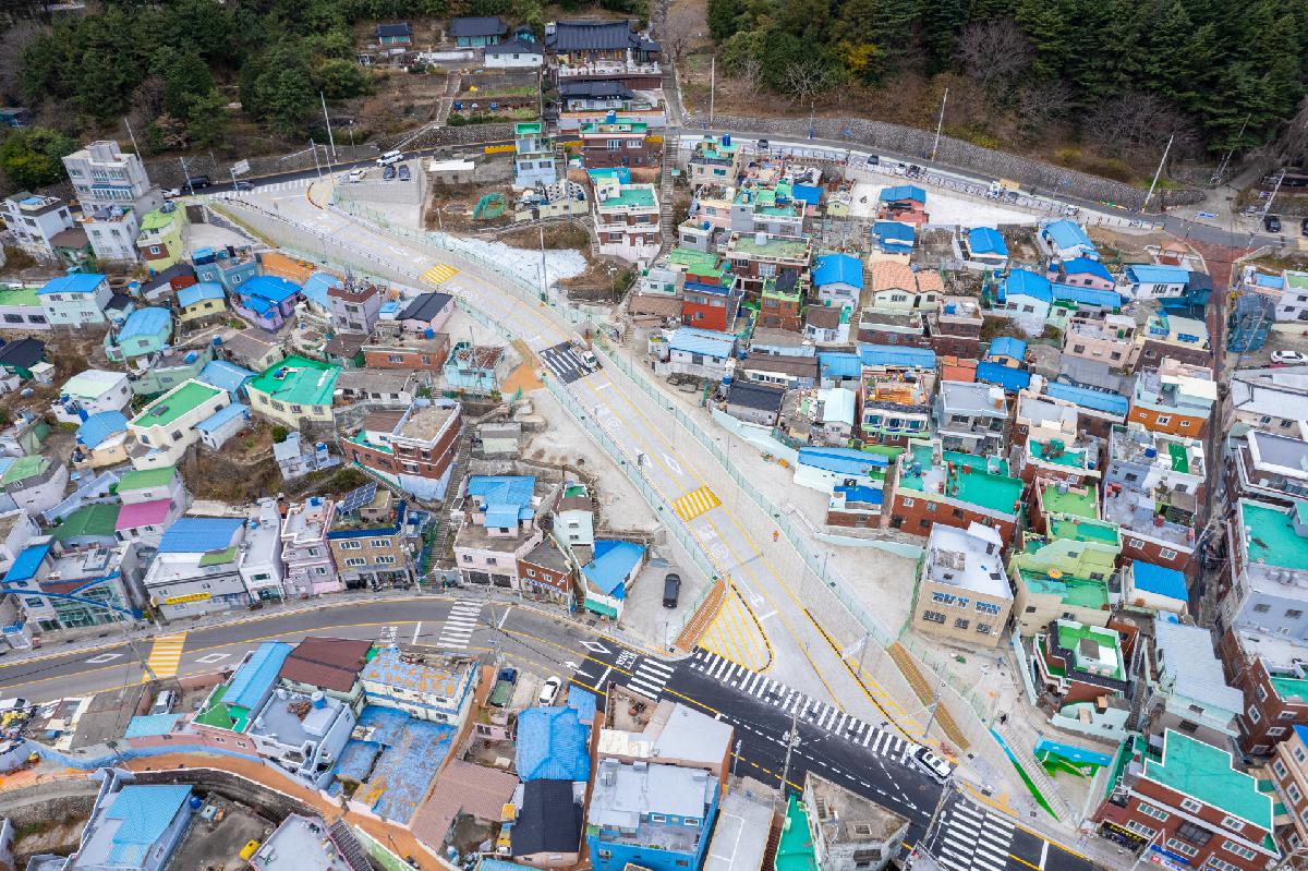 해돋이로~천마산로 간 도로 항공 전경
