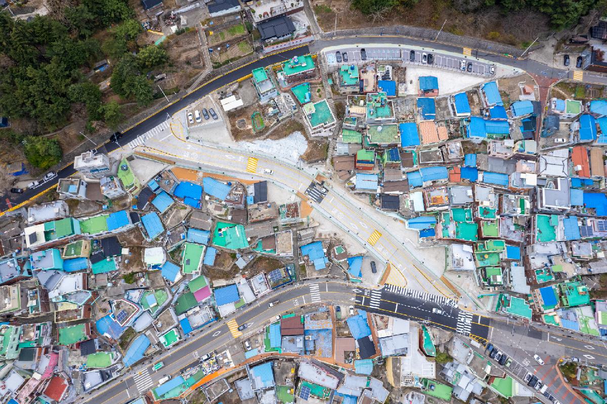 해돋이로~천마산로 간 도로 항공 전경