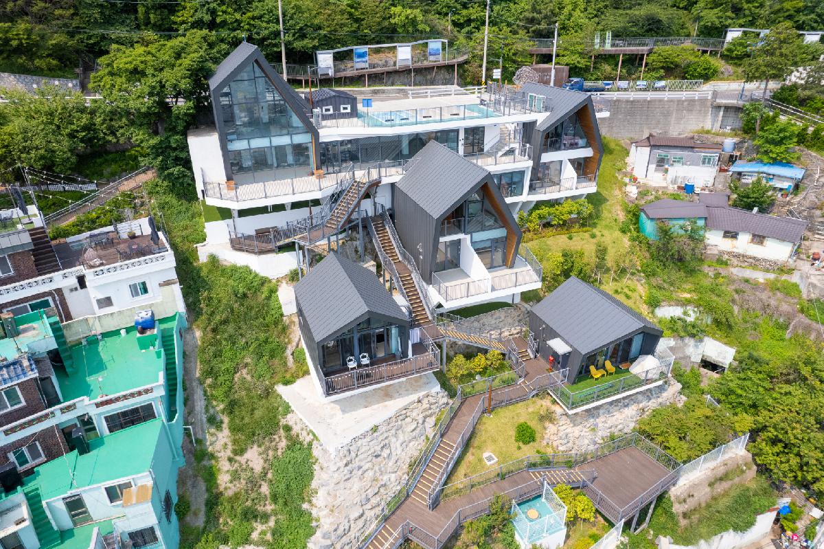 천마산 게스트하우스 항공 전경