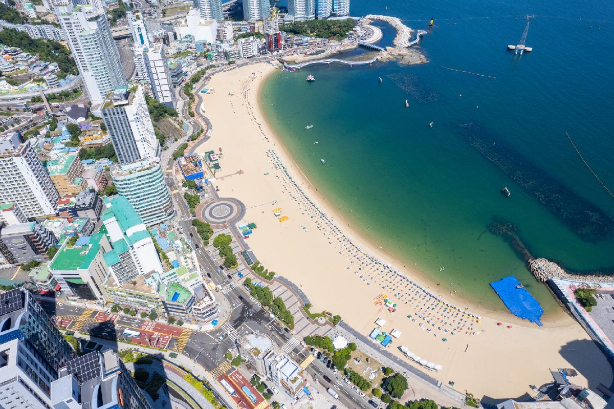 송도해수욕장 수변공원 항공 부감 전경