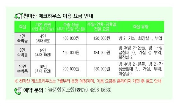 천마산 게스트하우스 & 에코하우스 초장동 개관