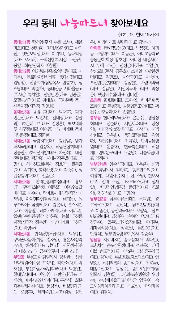 기부천사 나눔파트너, 7년간 총 152개소