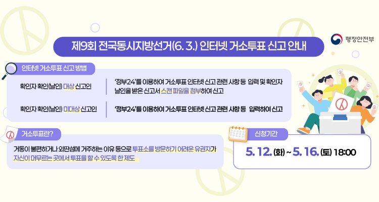 제9회 전국동시지방선거 인터넷 거소투표신고 안내